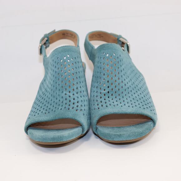 Franco Sarto Monaco Teal Suede Cutout Sandals Size 9M - Picture 3 of 6